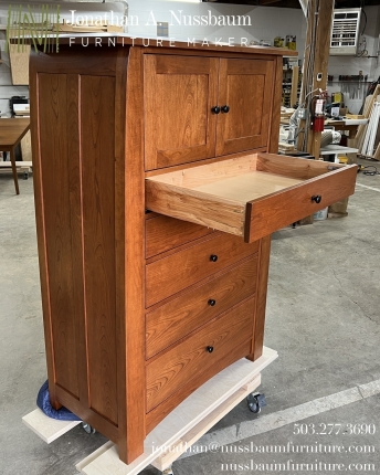 Stained-American-Cherry-Armoire-with-Maple-Drawers