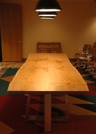 Oregon-Big-Leaf-Maple-Conference-Table-with-Metal-Base