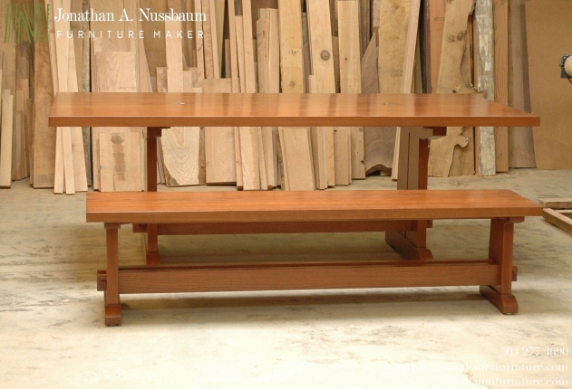 Cherry-Trestle-Table-with-cable-management-grommets-side-view