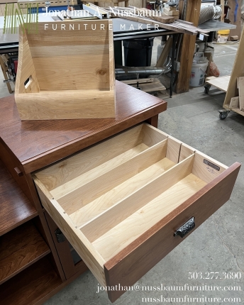 Media-Hutch-record-playlist-box-and-drawer-with-adjustable-dividers