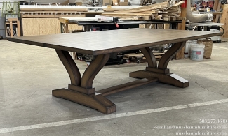 Oregon-White-Oak-Wishbone-trestle-table-with-hand-scraped-top