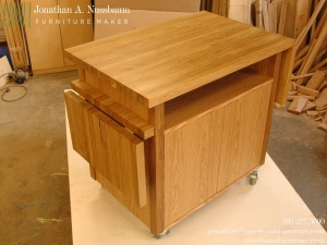 Oregon-White-Oak-Kitchen-Cart-leaves-down