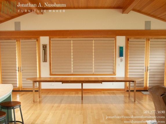 Modern Long Extension Table in Oregon White Oak