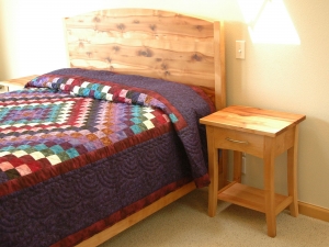 Curved Top Bed & One Drawer Nightstands