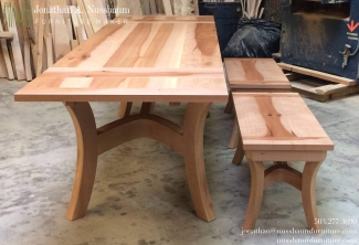 Pacific-Madrone-Benches-and-Dutch-Pullout-Extension-Dining-Table-end-view