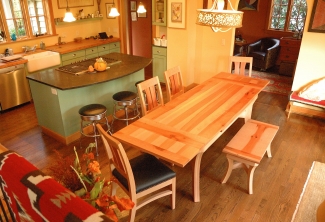 Pacific-Madrone-Leather-dining-chair-Dutch-Pull-Out-Extension-Table-Bench-chairs-top-view