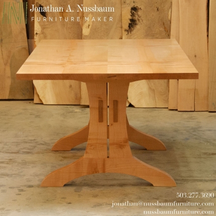 Maple-Trestle-Table-with-through-tenons-end-view