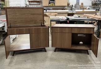 Midcentury-Modern-Walnut-Media-Console-Fire-Wood-Box-open-top-door