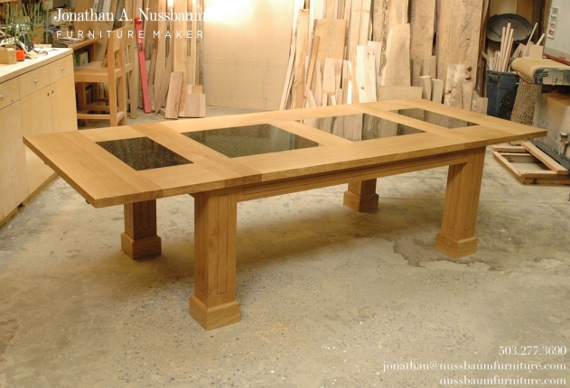 Wood & Granite Extension Table in Oregon White Oak