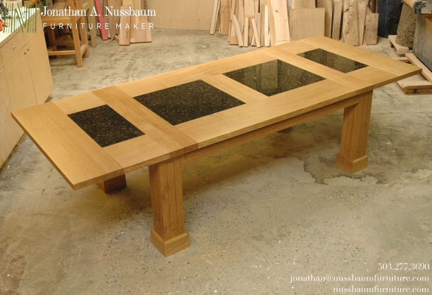 Oak-Granite-Table-with-2-leaves-extended