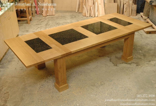 Oak-Granite-Table-with-2-leaves-extended
