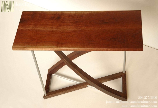 Twist-Western-Walnut-and-bead-blasted-aluminum-entry-table-top