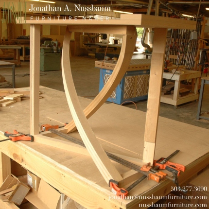 Twist-Western-Walnut-and-bead-blasted-aluminum-entry-table-prototype-dry-fit-angle