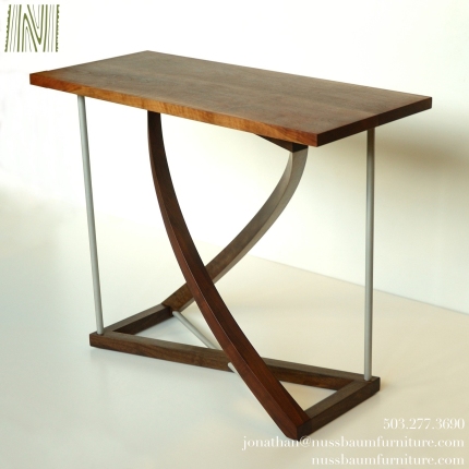 Twist Western Walnut & Bead Blasted Aluminum Entry Table