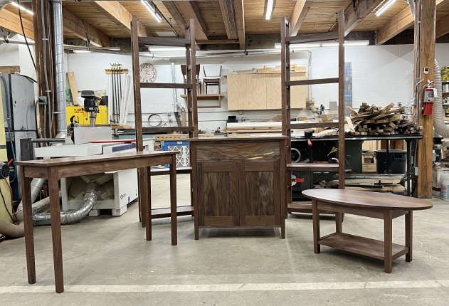 Western-Walnut-Entry-Table-Shelves-Coffee-Table-Hutch